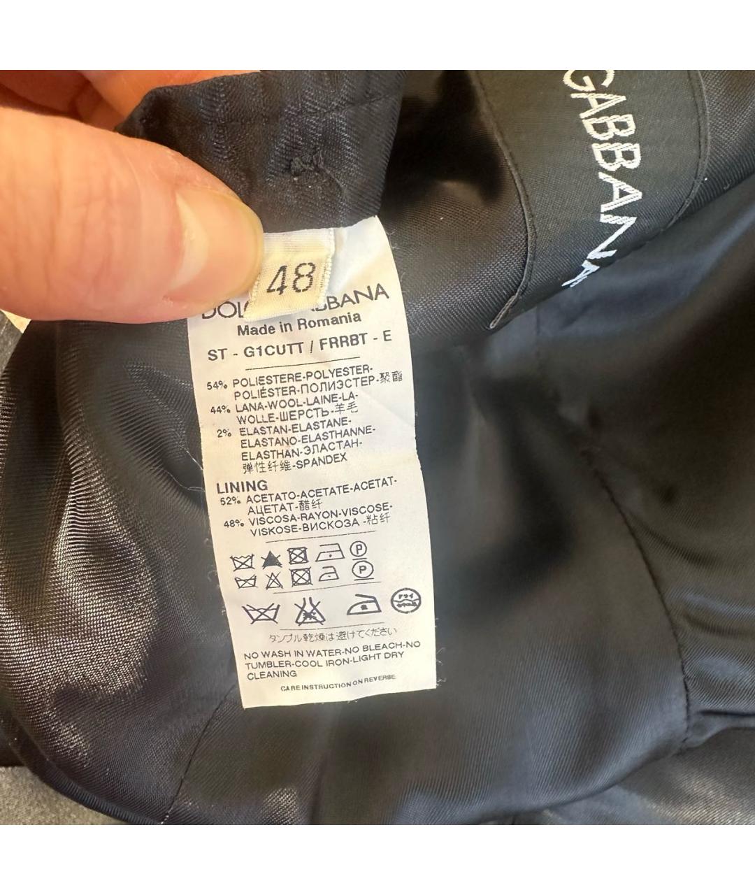 DOLCE&GABBANA Антрацитовый классический костюм, фото 6