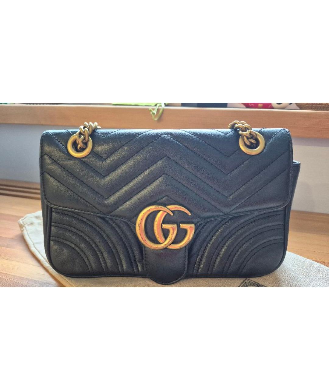 GUCCI Черная кожаная сумка через плечо, фото 7