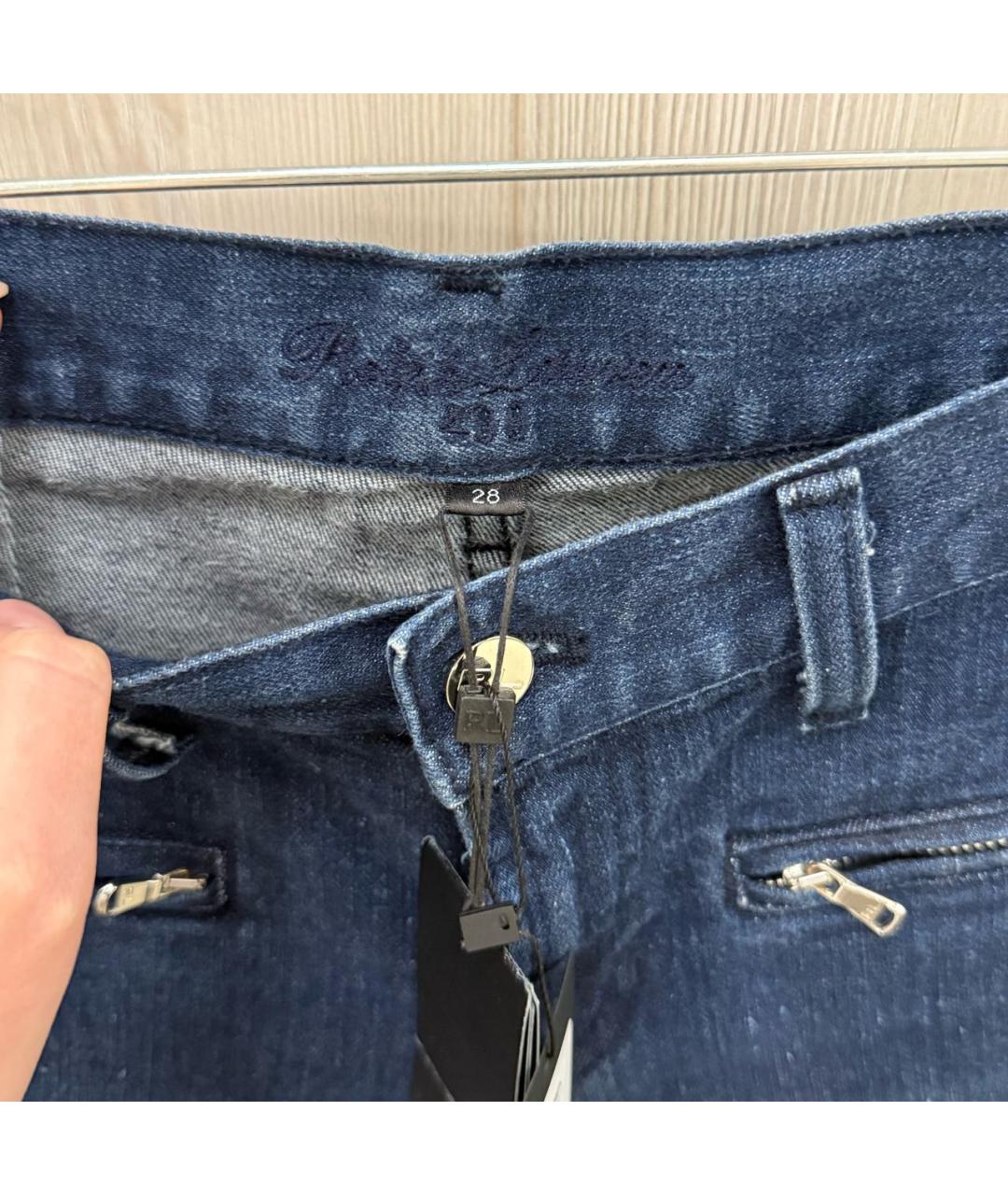 RALPH LAUREN Темно-синие хлопковые джинсы слим, фото 3