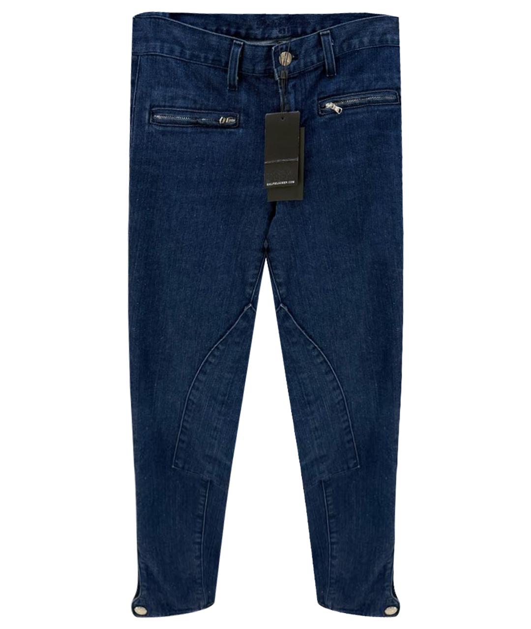 RALPH LAUREN Темно-синие хлопковые джинсы слим, фото 1