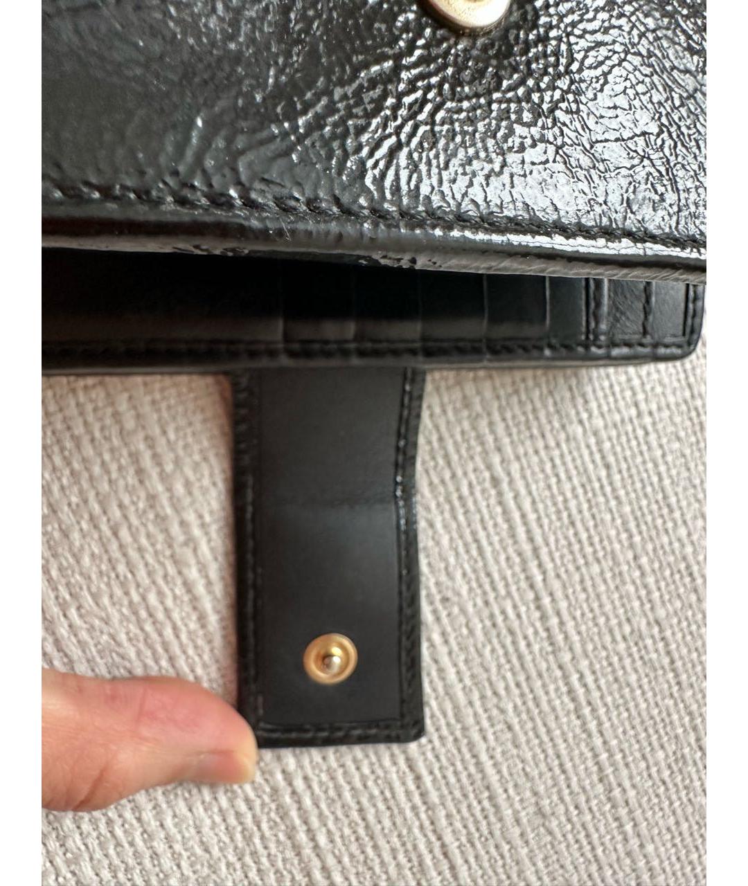 SAINT LAURENT Черный кошелек из лакированной кожи, фото 6