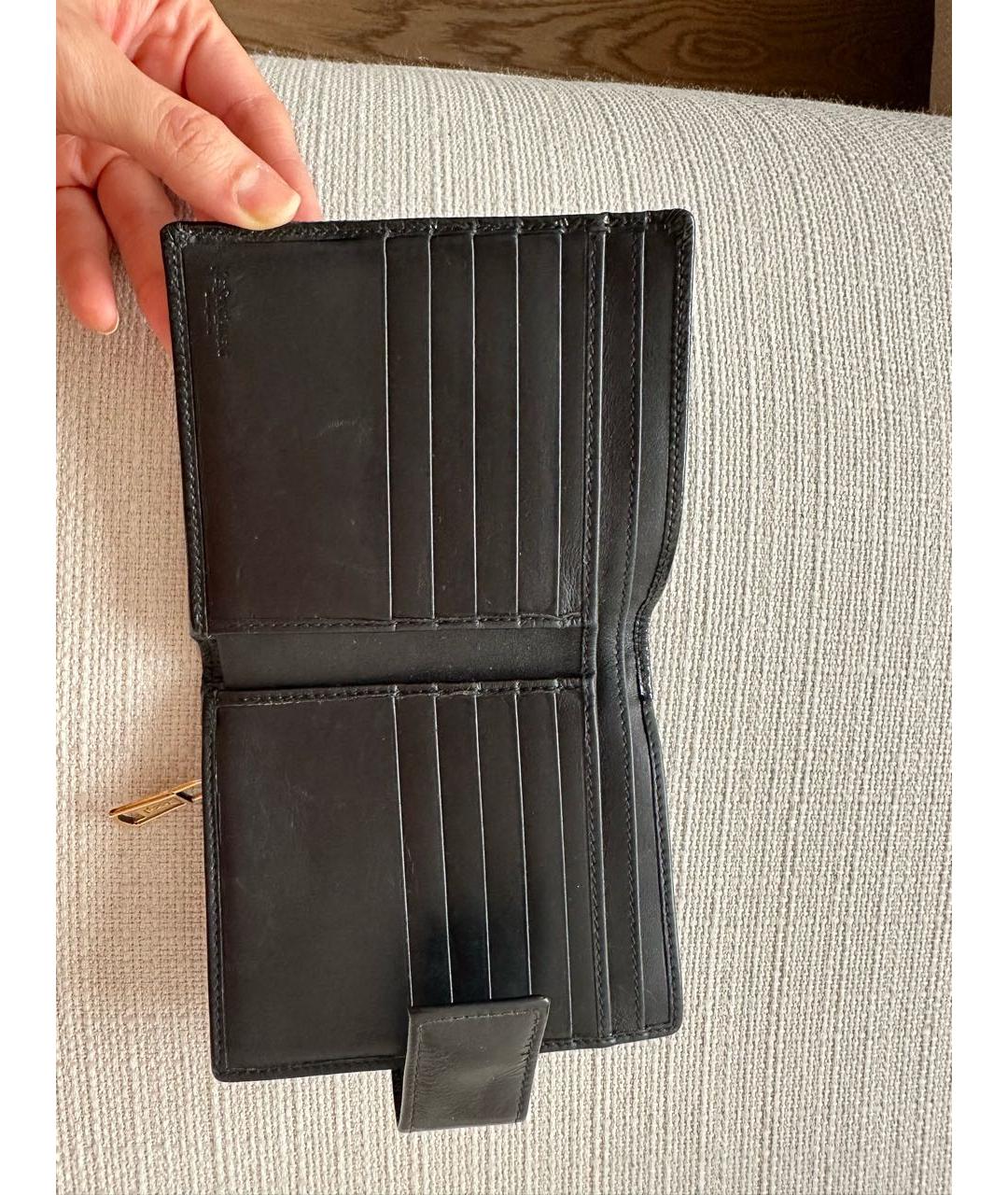 SAINT LAURENT Черный кошелек из лакированной кожи, фото 4