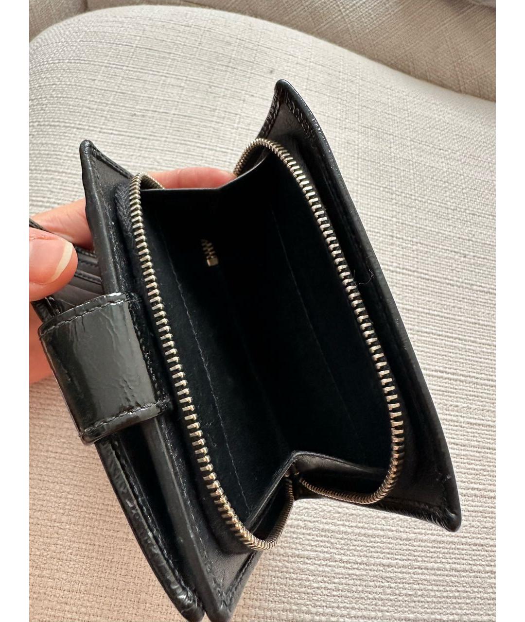 SAINT LAURENT Черный кошелек из лакированной кожи, фото 7