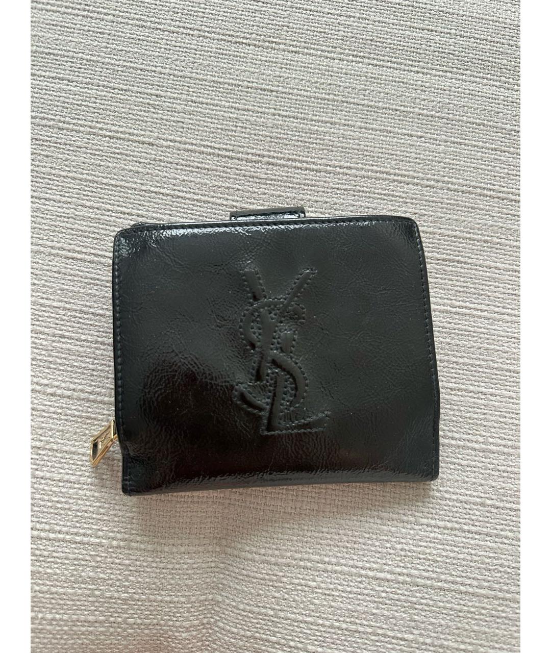 SAINT LAURENT Черный кошелек из лакированной кожи, фото 8