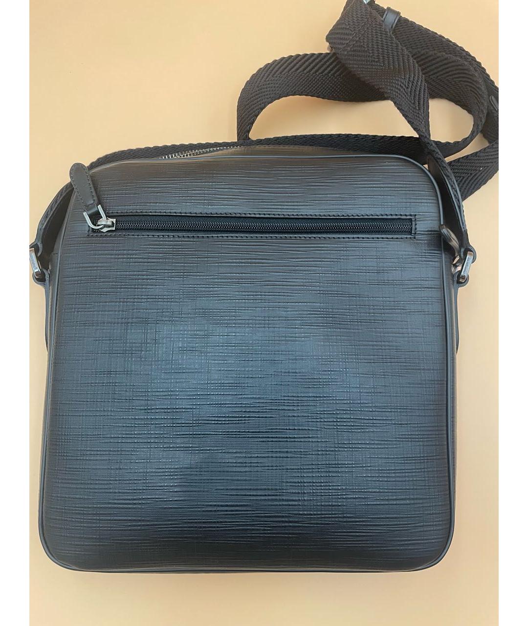 ERMENEGILDO ZEGNA XXX Черная кожаная сумка на плечо, фото 6