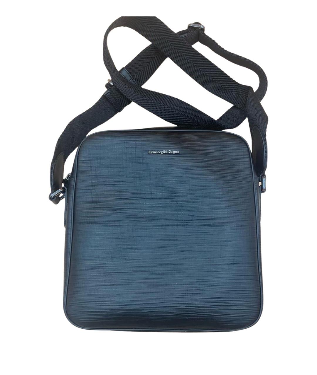 ERMENEGILDO ZEGNA XXX Черная кожаная сумка на плечо, фото 1