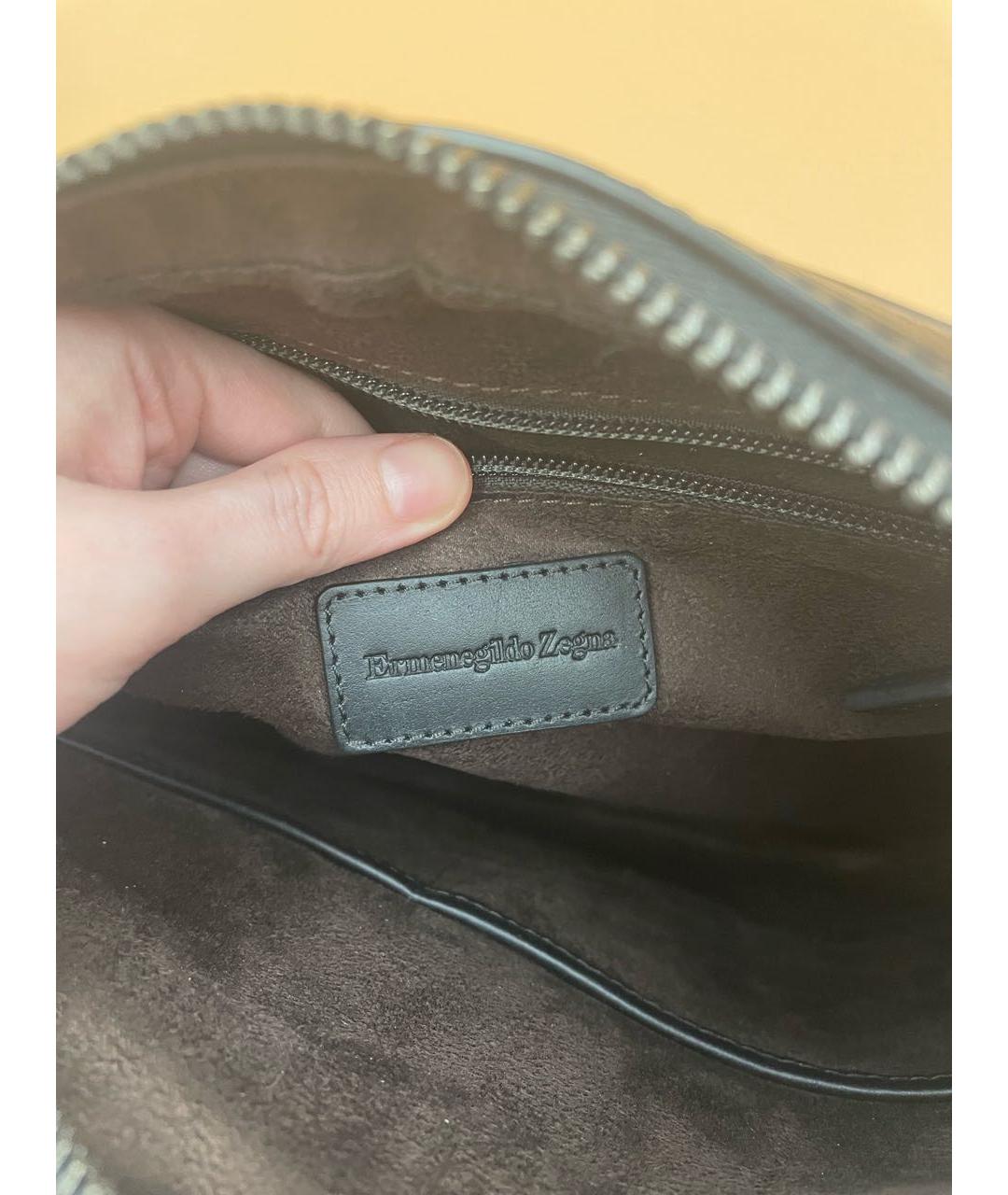 ERMENEGILDO ZEGNA XXX Черная кожаная сумка на плечо, фото 4