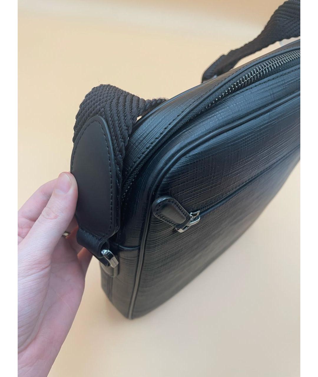 ERMENEGILDO ZEGNA XXX Черная кожаная сумка на плечо, фото 5