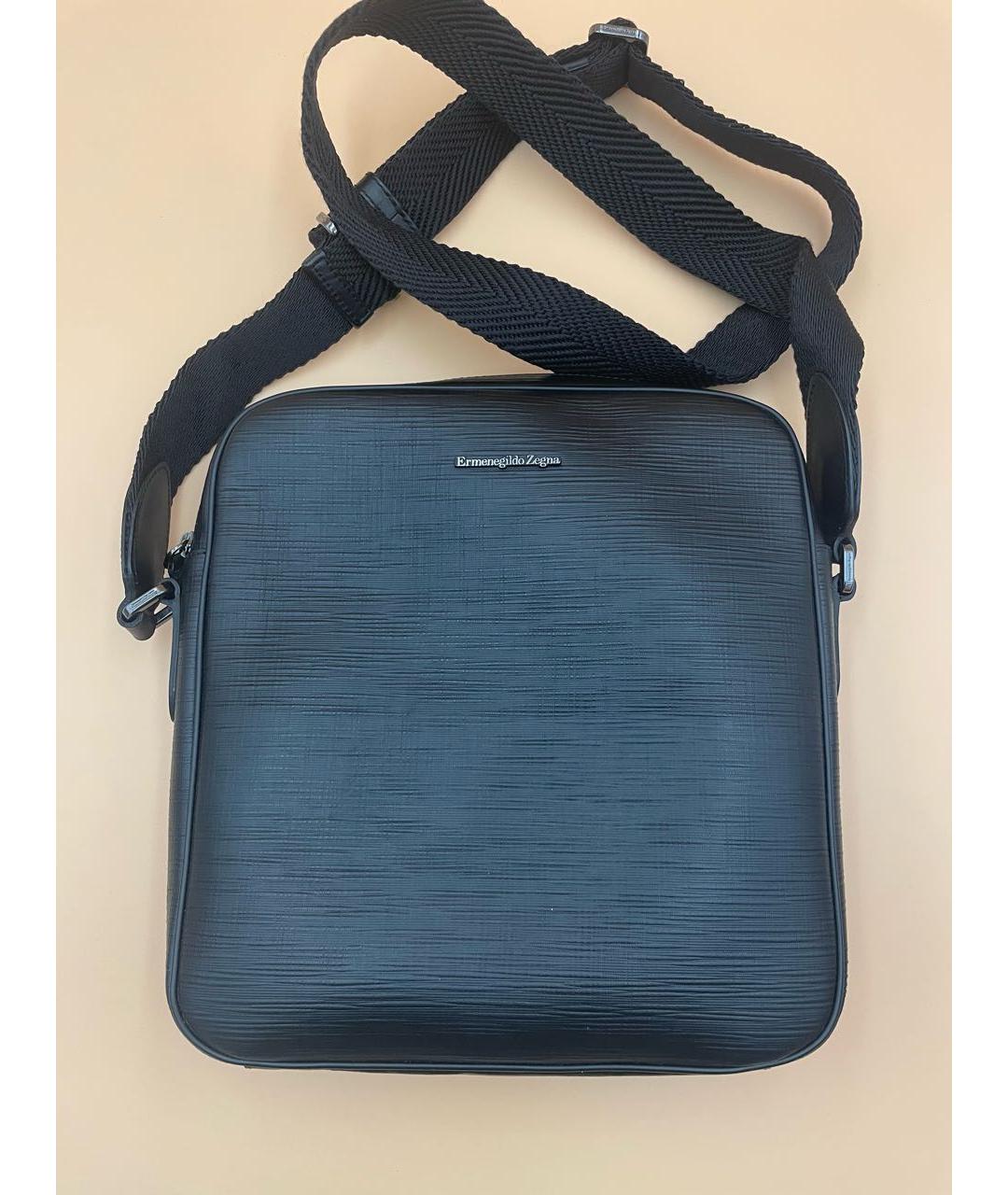 ERMENEGILDO ZEGNA XXX Черная кожаная сумка на плечо, фото 7