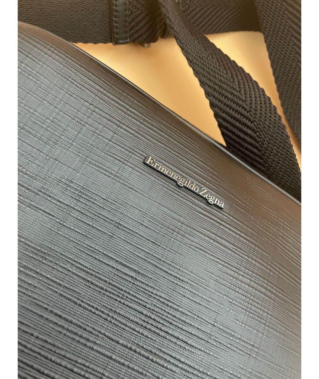 ERMENEGILDO ZEGNA XXX Черная кожаная сумка на плечо, фото 2