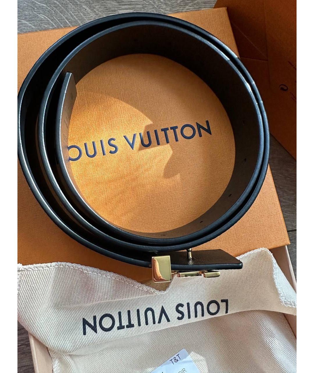 LOUIS VUITTON Черный кожаный ремень, фото 3