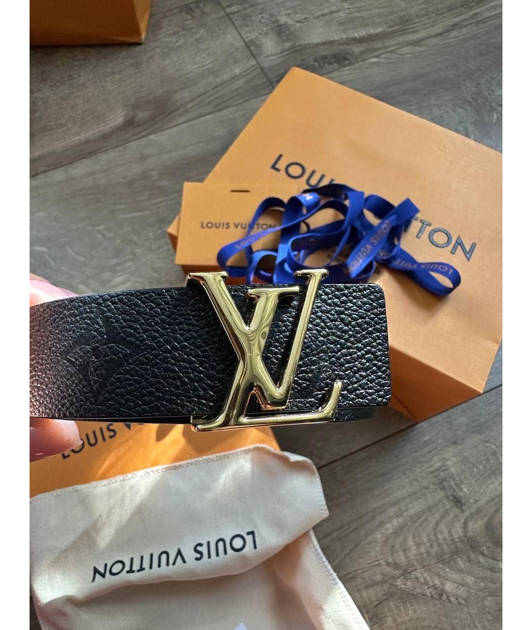 LOUIS VUITTON Черный кожаный ремень, фото 2