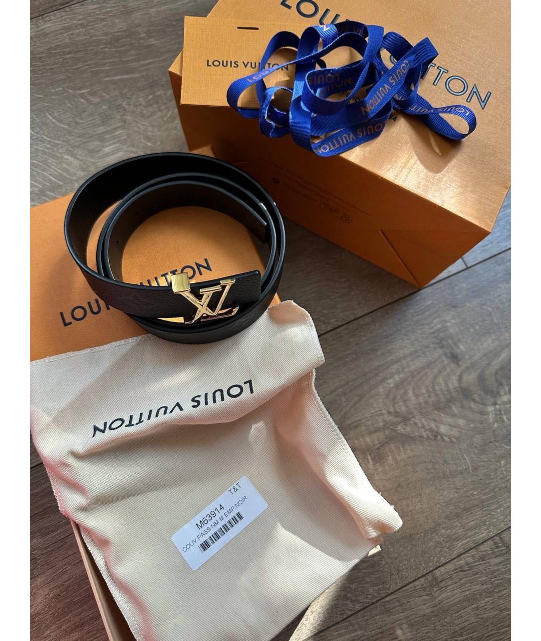 LOUIS VUITTON Черный кожаный ремень, фото 4