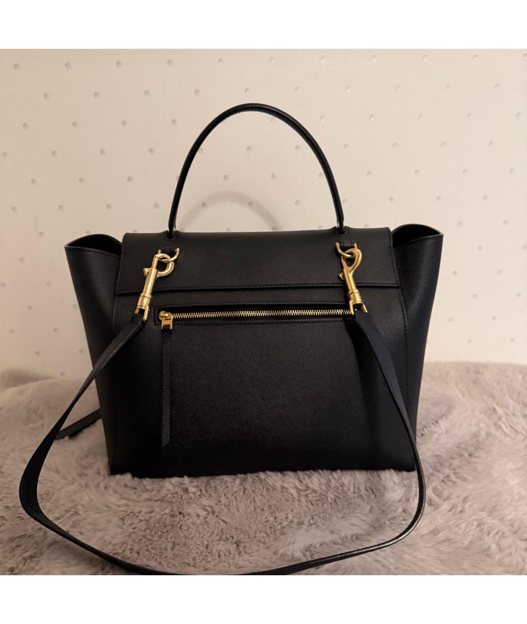 CELINE Черная кожаная сумка с короткими ручками, фото 3