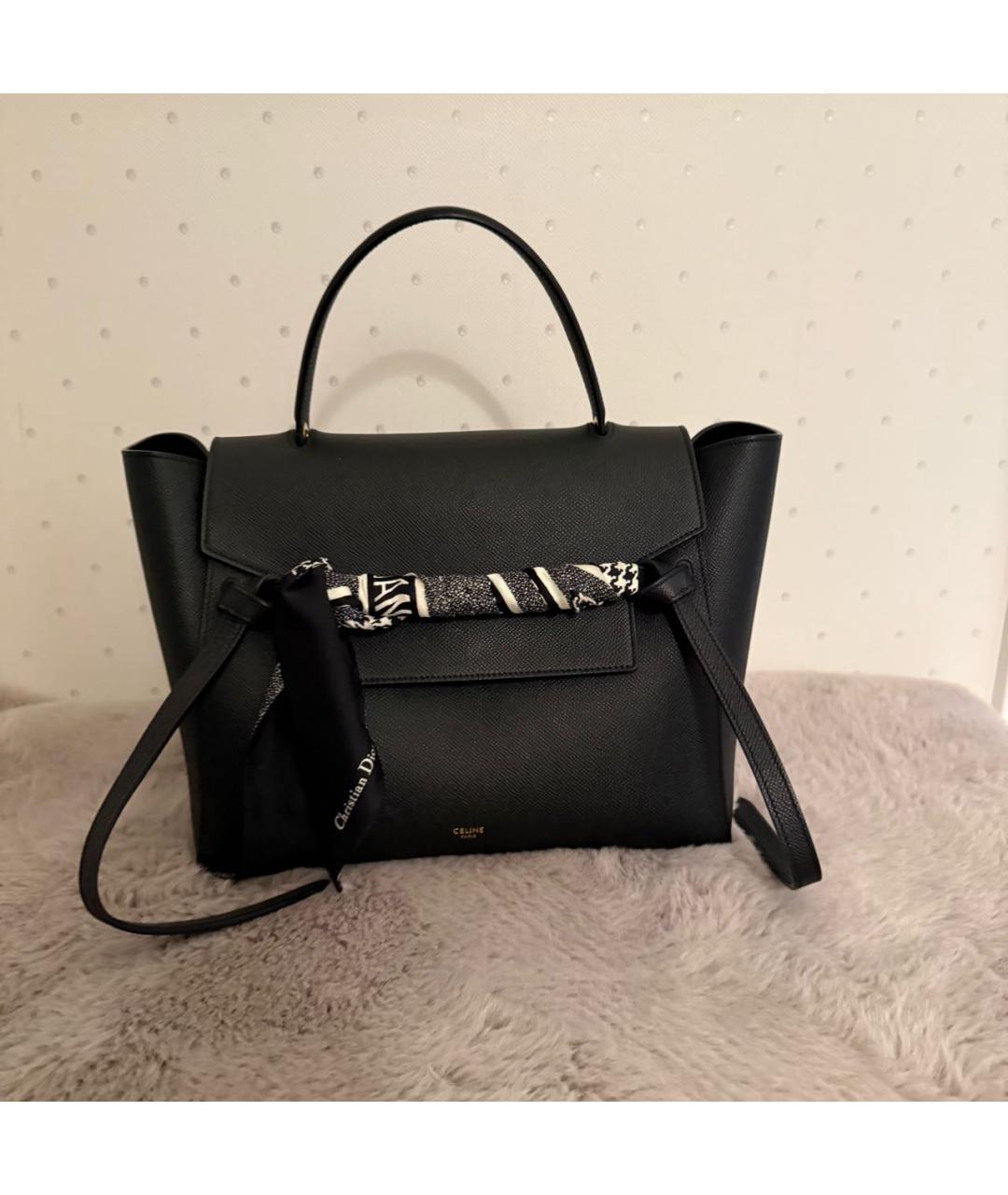 CELINE Черная кожаная сумка с короткими ручками, фото 5