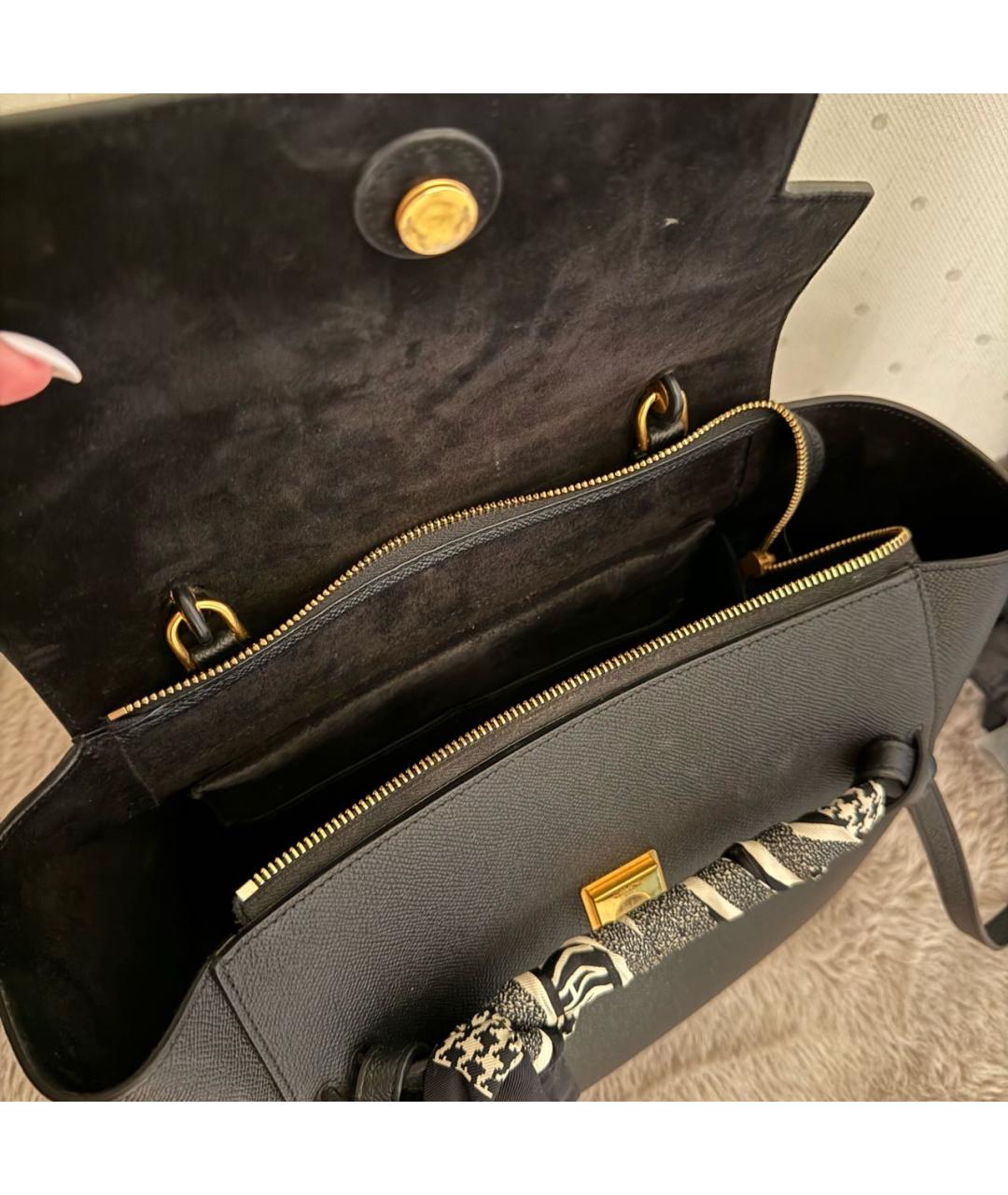 CELINE Черная кожаная сумка с короткими ручками, фото 4