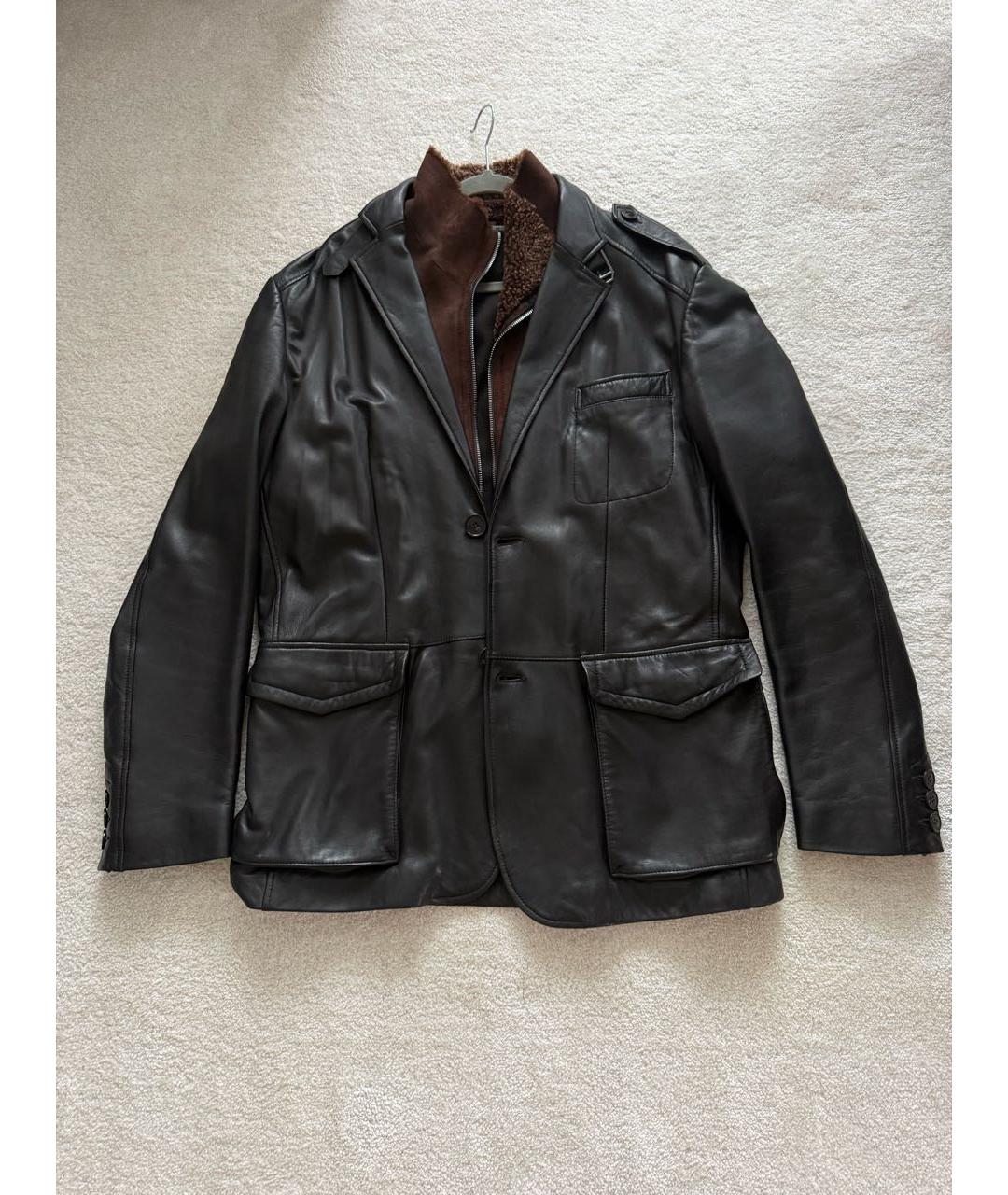 VERSACE COLLECTION Коричневая кожаная куртка, фото 9