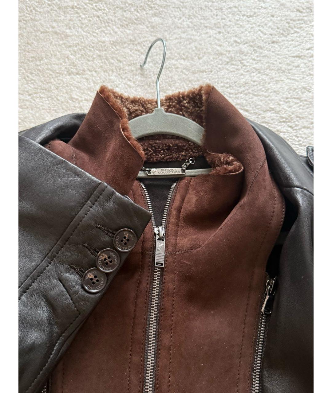 VERSACE COLLECTION Коричневая кожаная куртка, фото 3