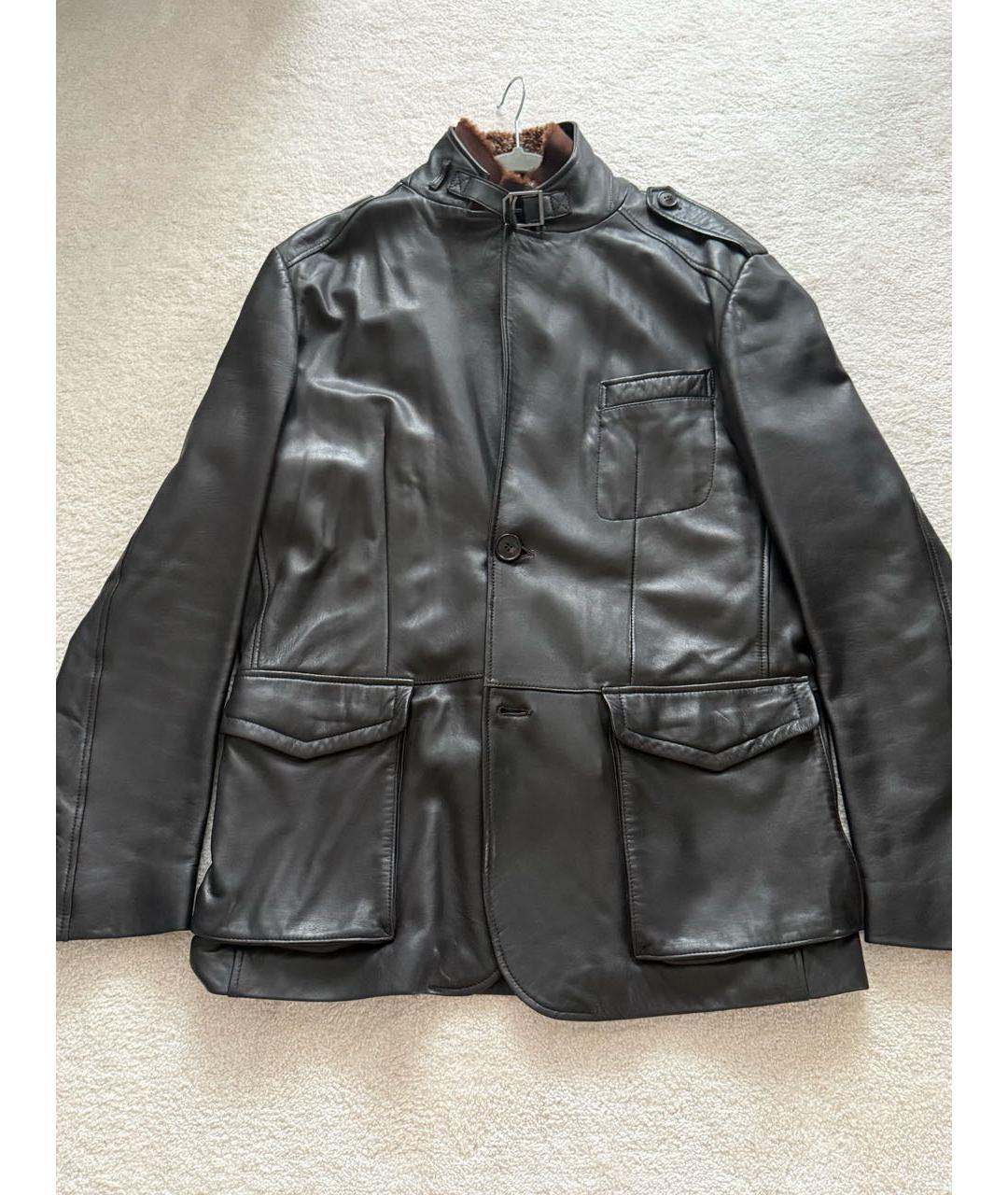 VERSACE COLLECTION Коричневая кожаная куртка, фото 5