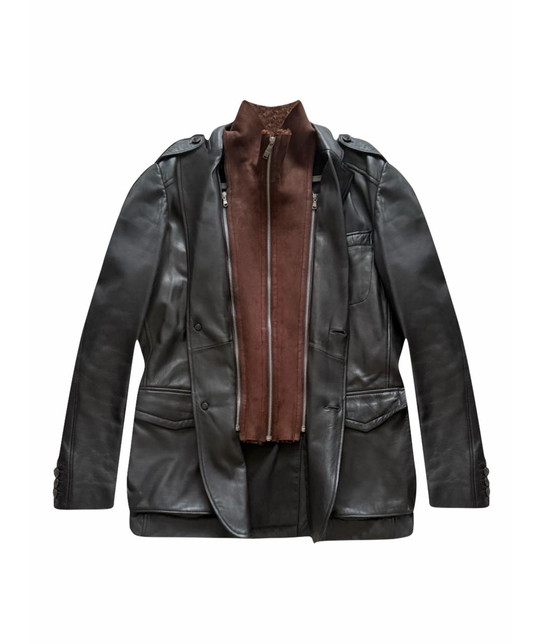 VERSACE COLLECTION Коричневая кожаная куртка, фото 1