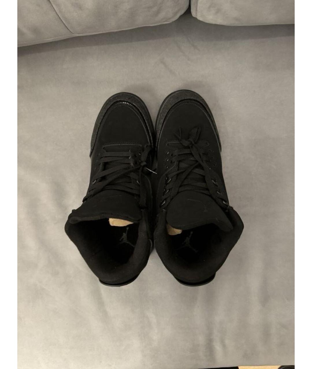 JORDAN Черные кожаные низкие кроссовки / кеды, фото 3