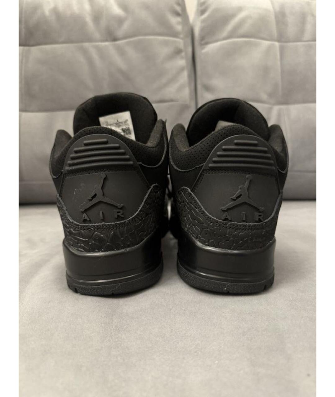 JORDAN Черные кожаные низкие кроссовки / кеды, фото 4