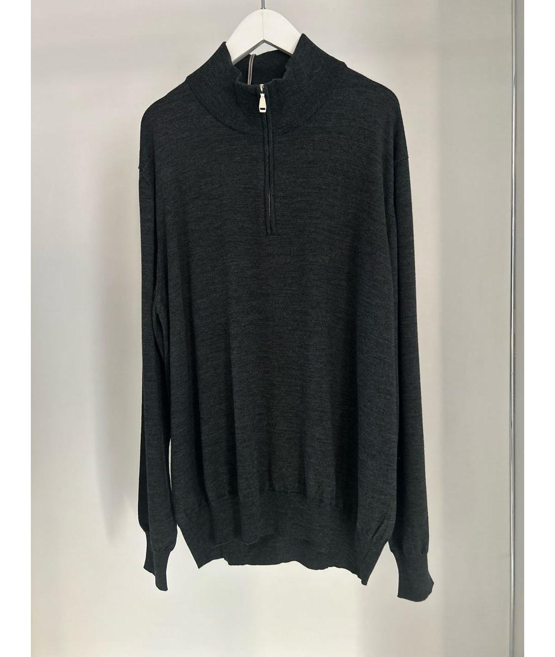 BRIONI Антрацитовый шерстяной джемпер / свитер, фото 9