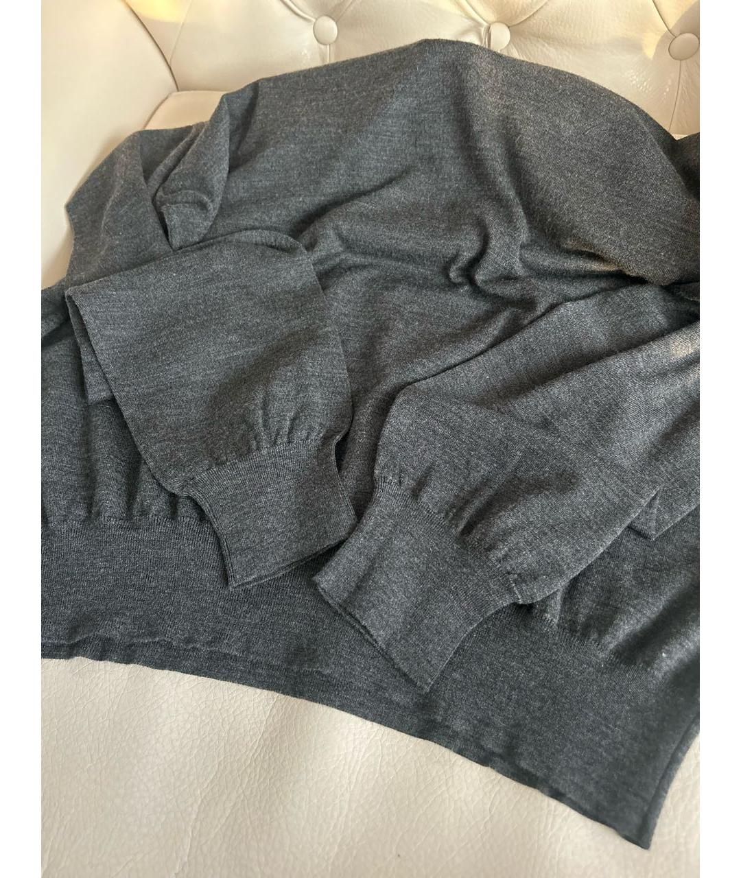 BRIONI Антрацитовый шерстяной джемпер / свитер, фото 7