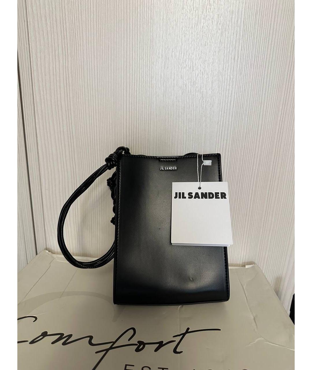 JIL SANDER Черная кожаная сумка через плечо, фото 3