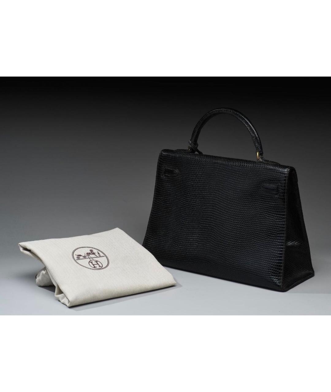 HERMES Черная сумка с короткими ручками из экзотической кожи, фото 3