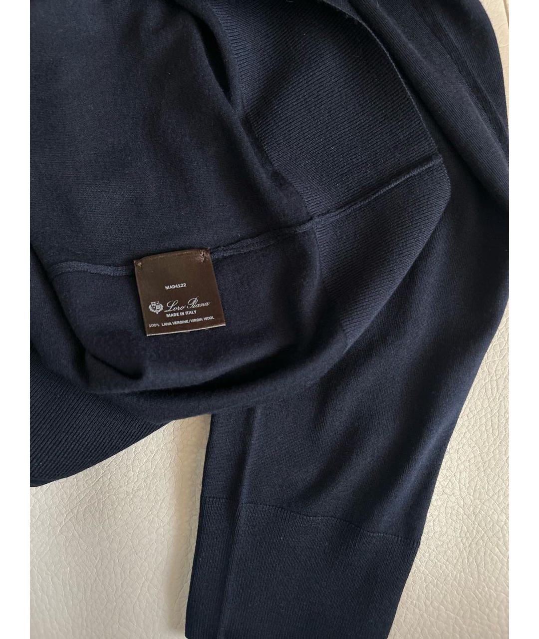 LORO PIANA Темно-синий шерстяной джемпер / свитер, фото 5
