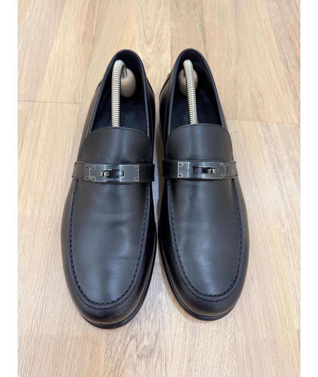 HERMES Черные кожаные лоферы, фото 2