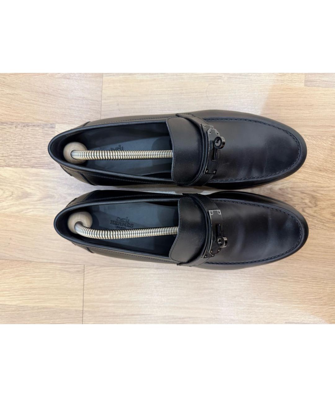HERMES Черные кожаные лоферы, фото 3