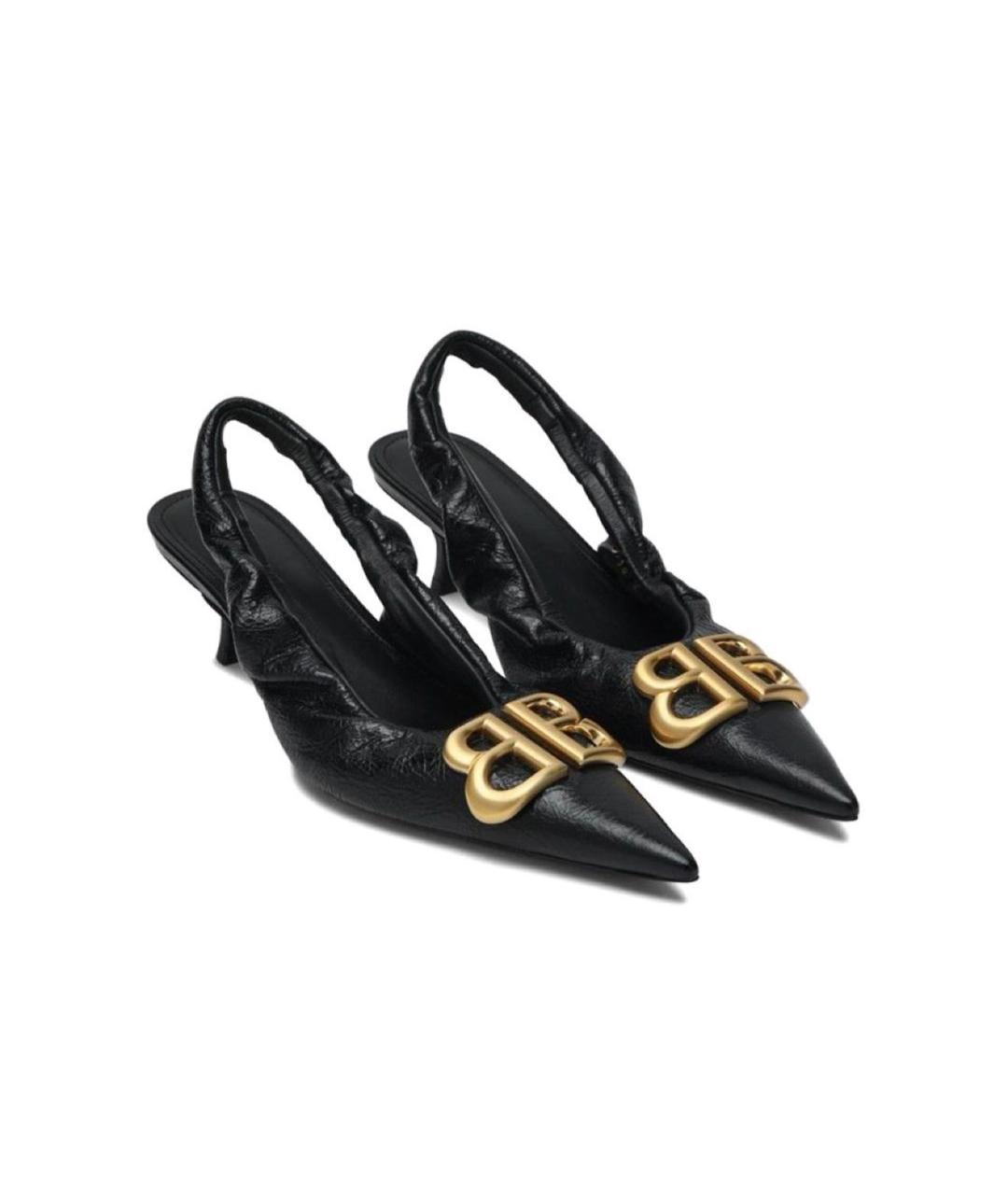 BALENCIAGA Черные кожаные мюли, фото 2