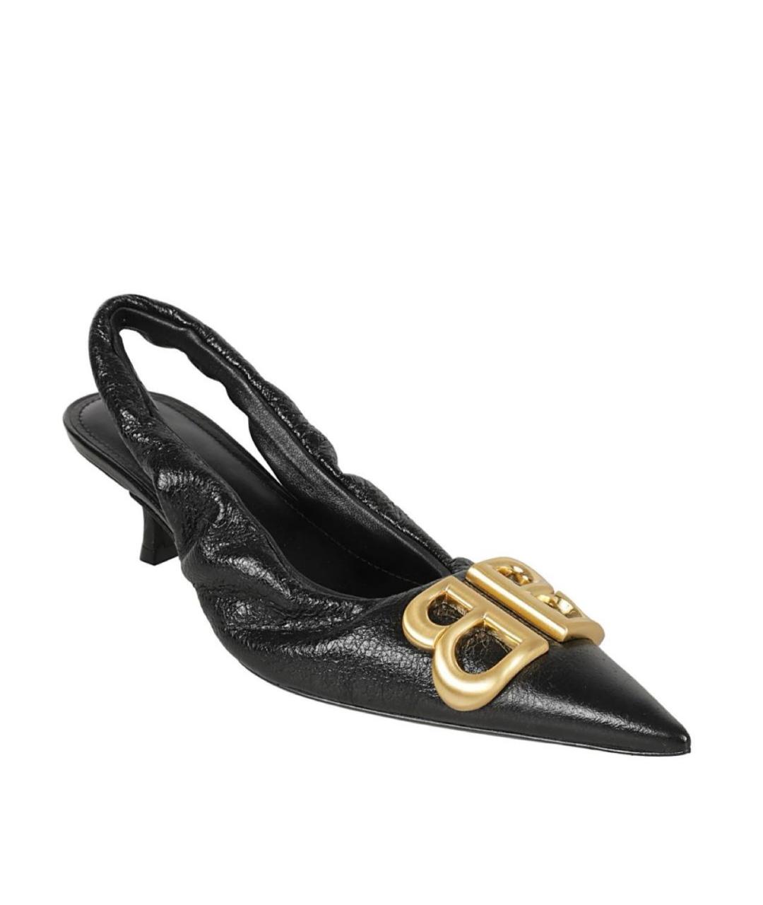 BALENCIAGA Черные кожаные мюли, фото 3