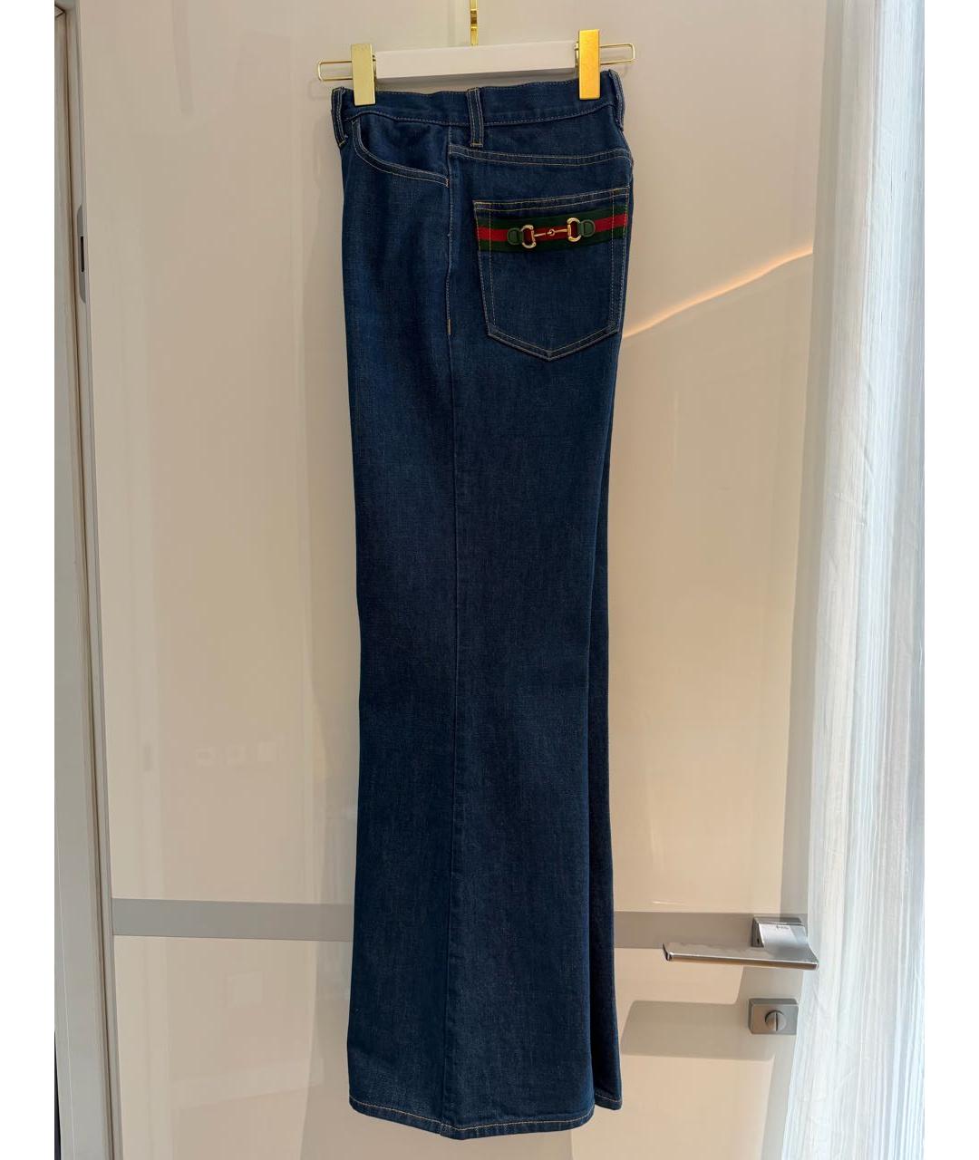 GUCCI Темно-синие хлопковые джинсы клеш, фото 5