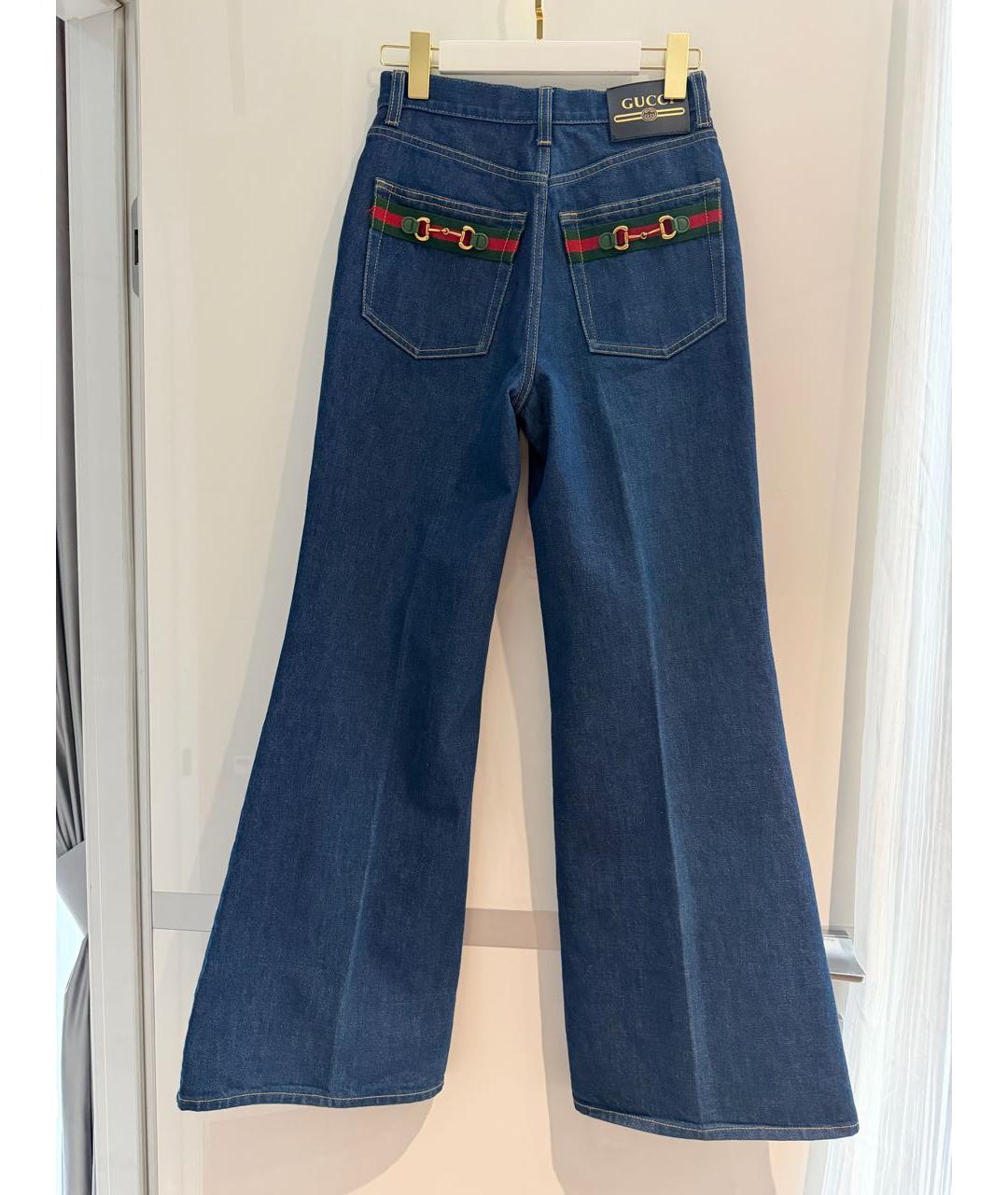 GUCCI Темно-синие хлопковые джинсы клеш, фото 2