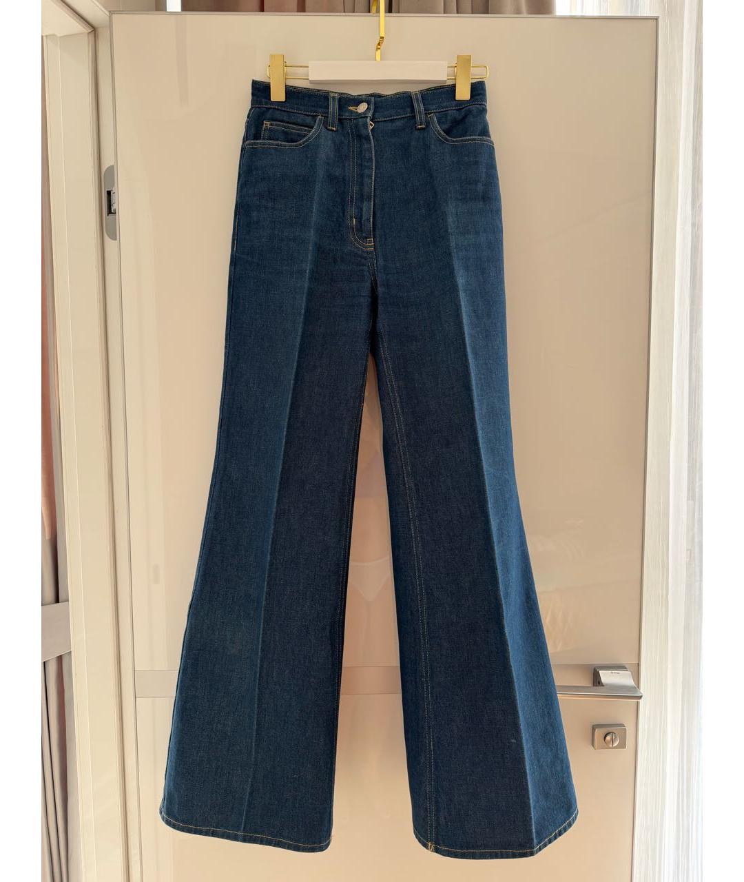 GUCCI Темно-синие хлопковые джинсы клеш, фото 8