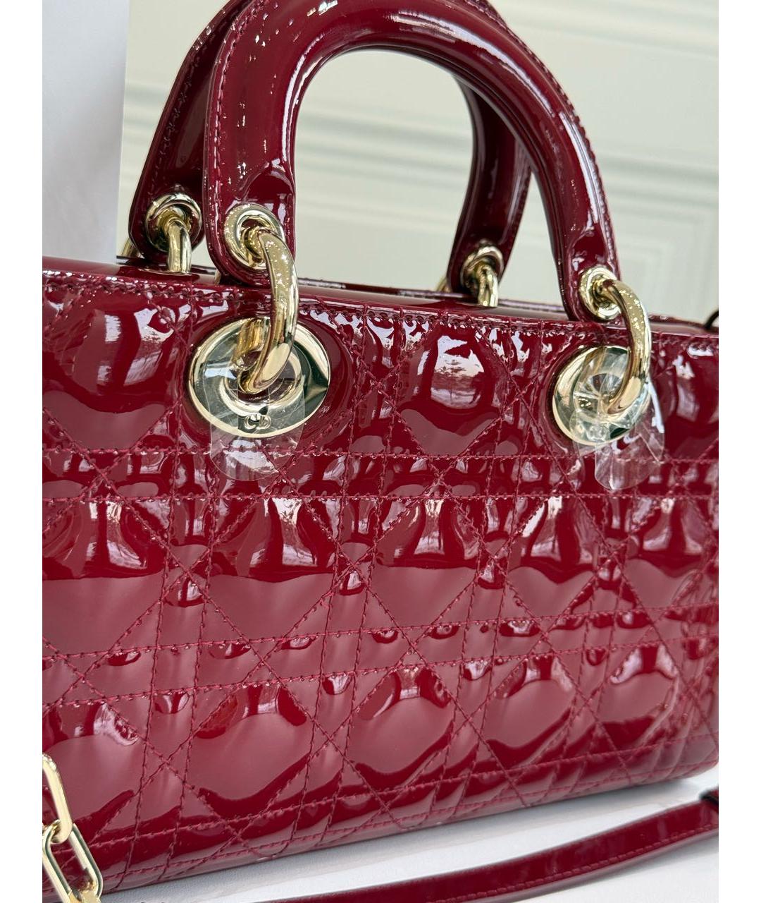 CHRISTIAN DIOR Красная сумка с короткими ручками из лакированной кожи, фото 4