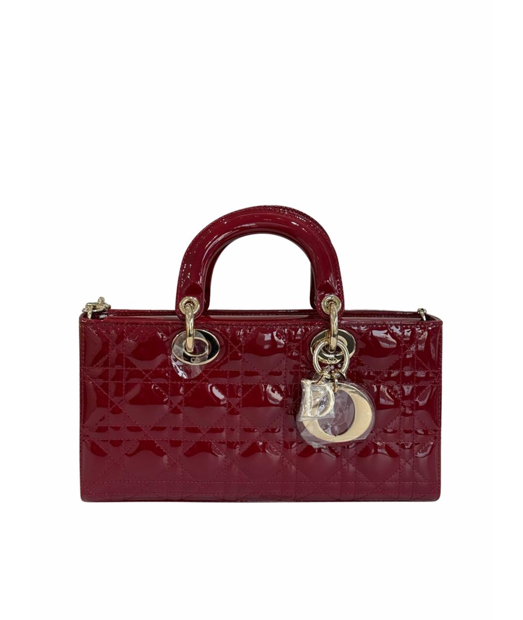 CHRISTIAN DIOR Красная сумка с короткими ручками из лакированной кожи, фото 1