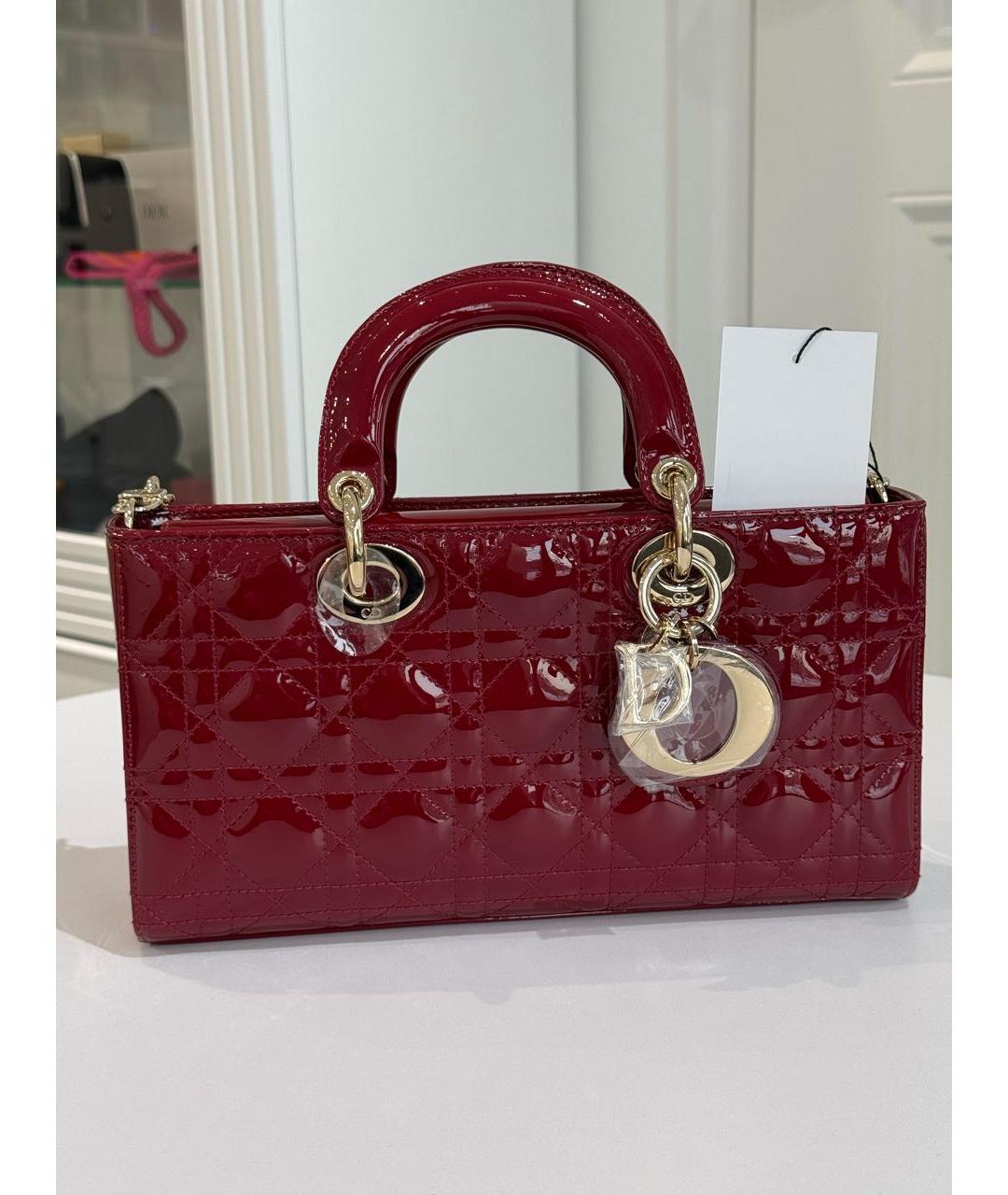 CHRISTIAN DIOR Красная сумка с короткими ручками из лакированной кожи, фото 7