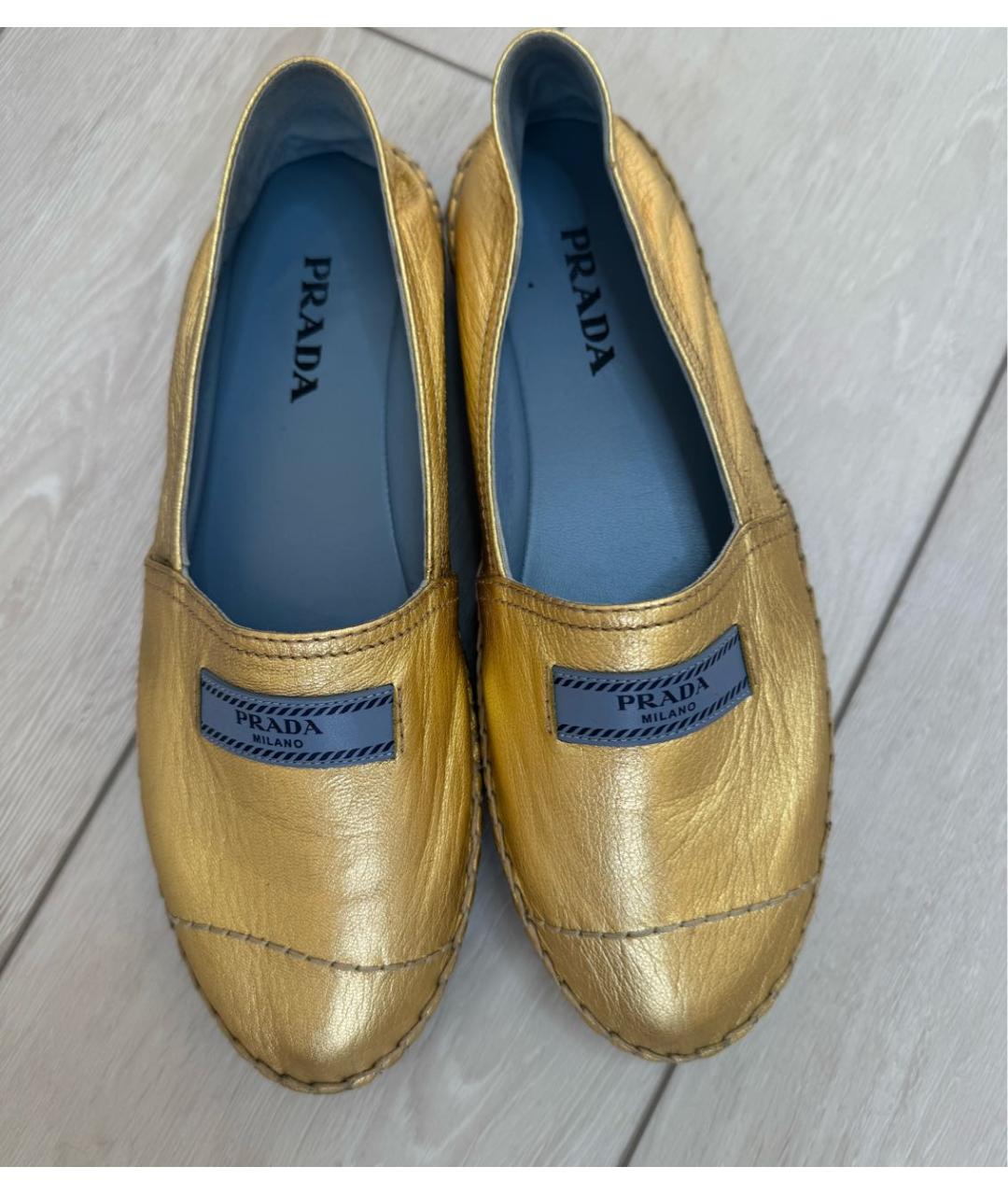 PRADA Золотые кожаные эспадрильи, фото 2