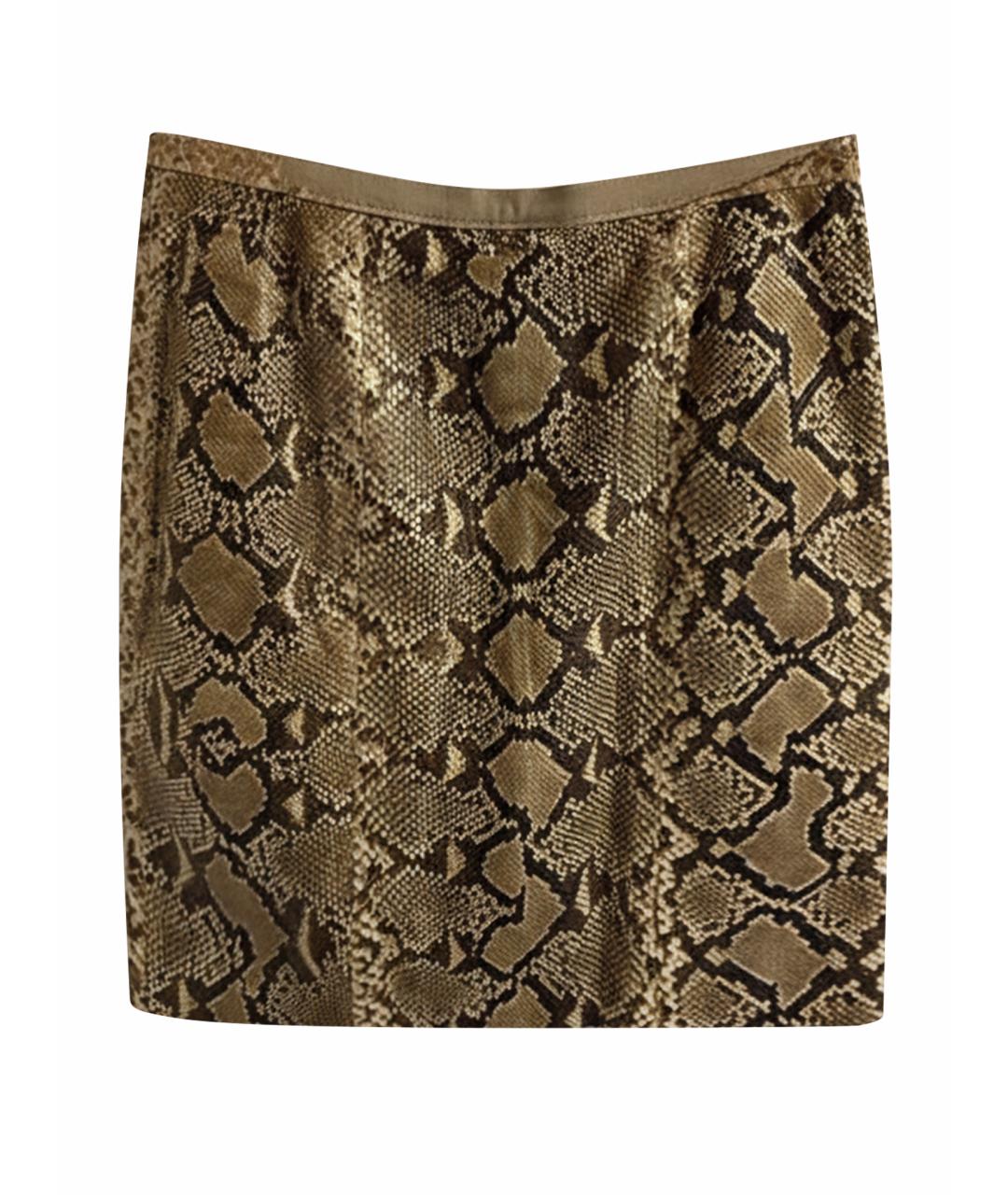 DOLCE&GABBANA Коричневая кожаная юбка миди, фото 1