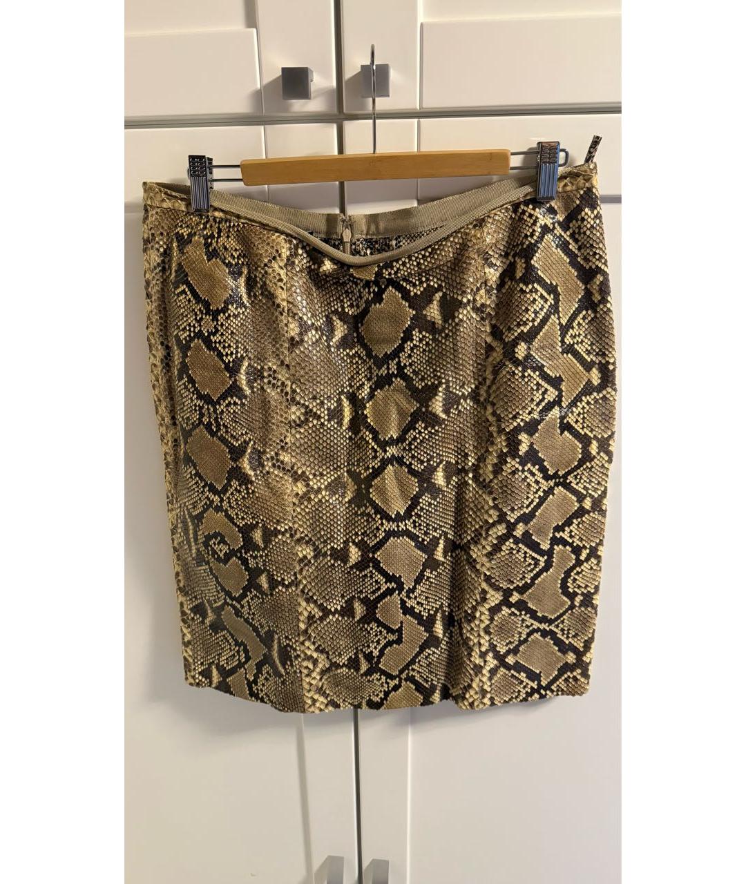 DOLCE&GABBANA Коричневая кожаная юбка миди, фото 2