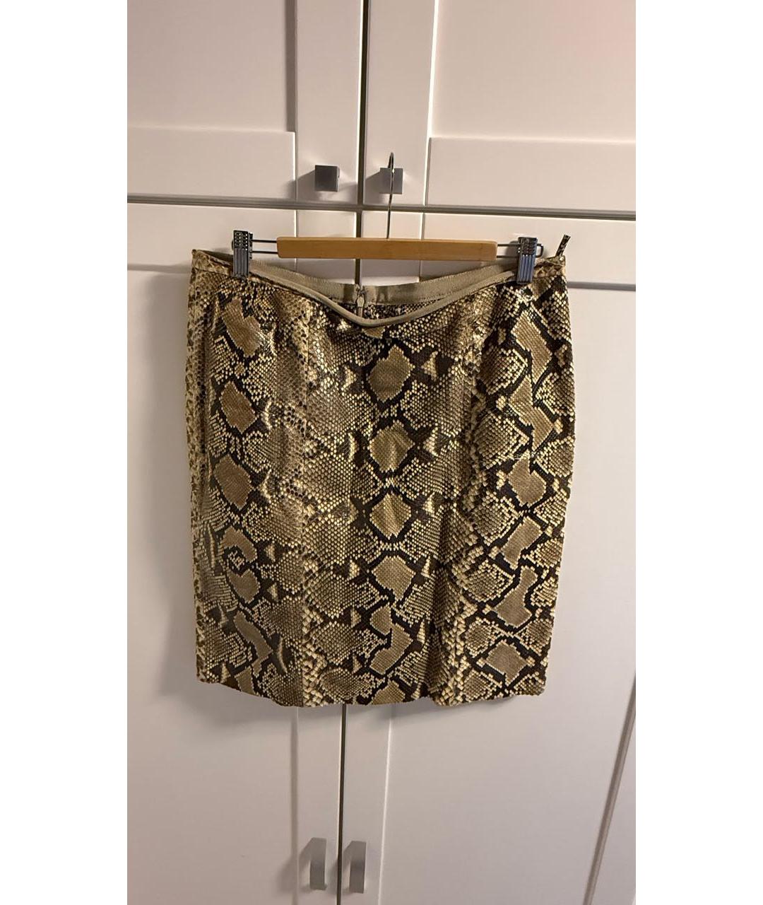 DOLCE&GABBANA Коричневая кожаная юбка миди, фото 9