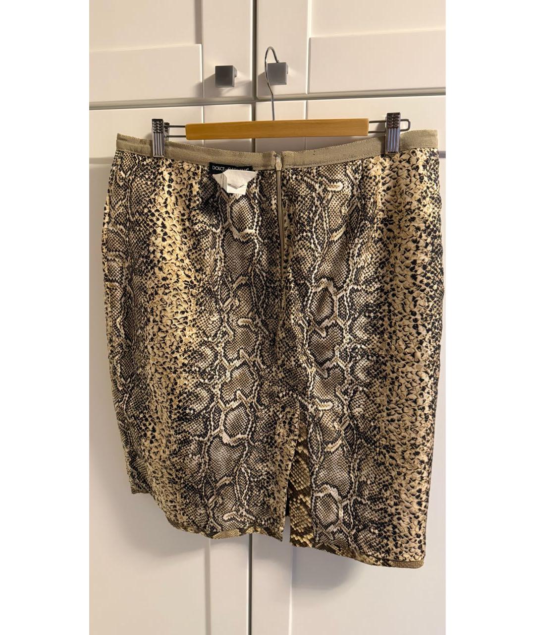 DOLCE&GABBANA Коричневая кожаная юбка миди, фото 4