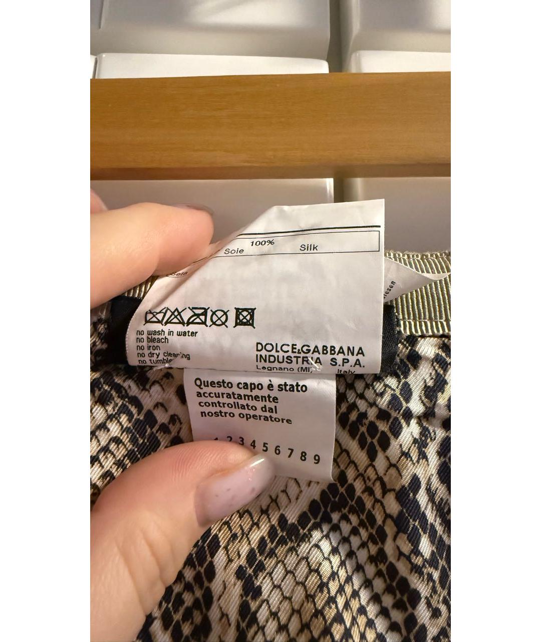 DOLCE&GABBANA Коричневая кожаная юбка миди, фото 7