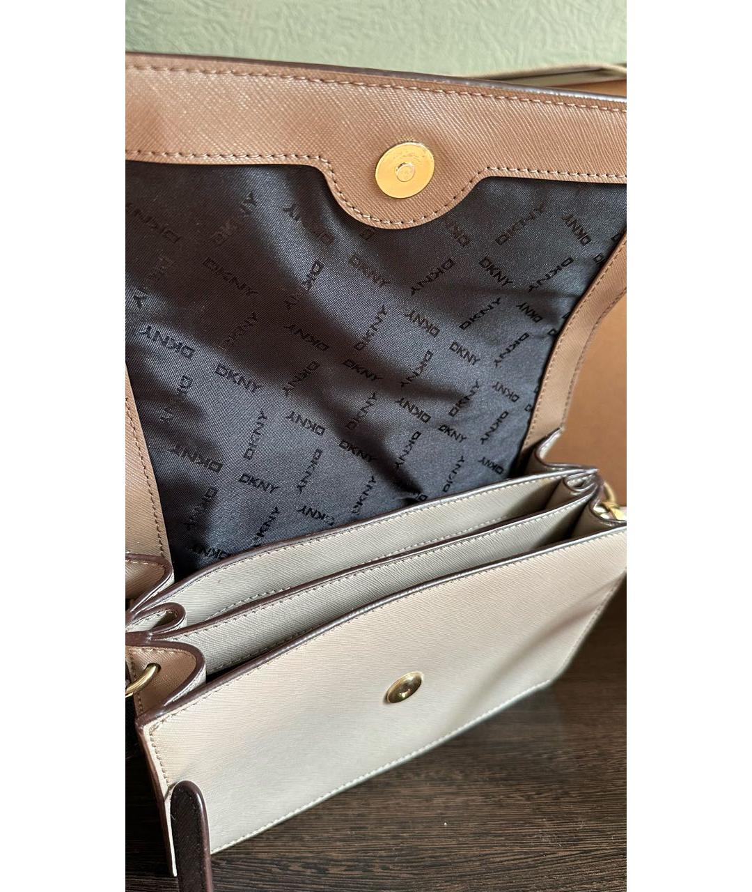 DKNY Бежевая сумка через плечо из искусственной кожи, фото 4