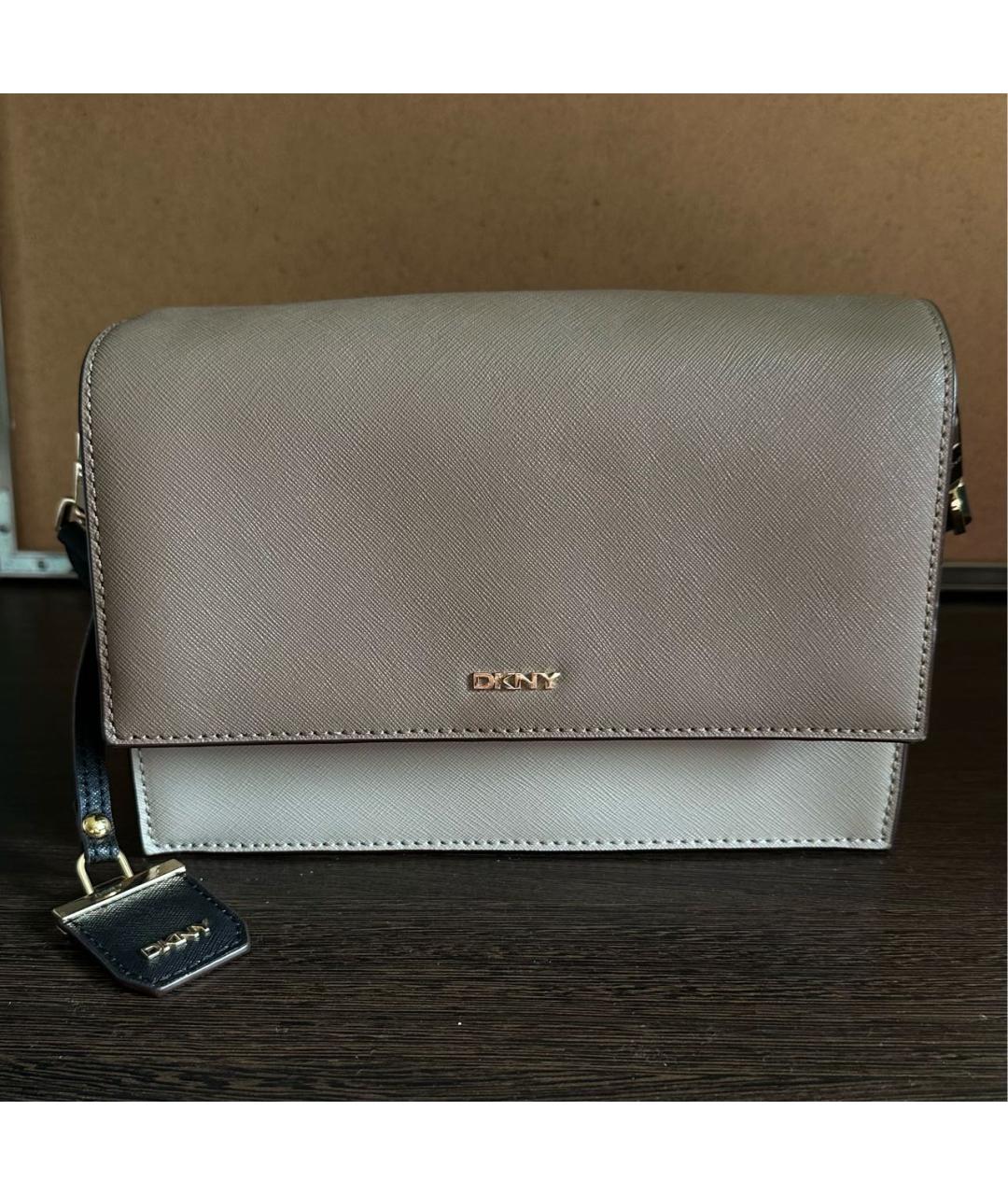 DKNY Бежевая сумка через плечо из искусственной кожи, фото 6