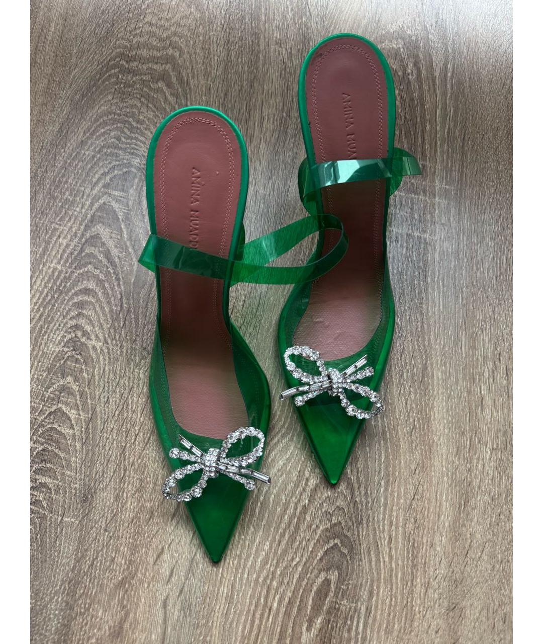 Amina Muaddi Зеленые туфли, фото 7